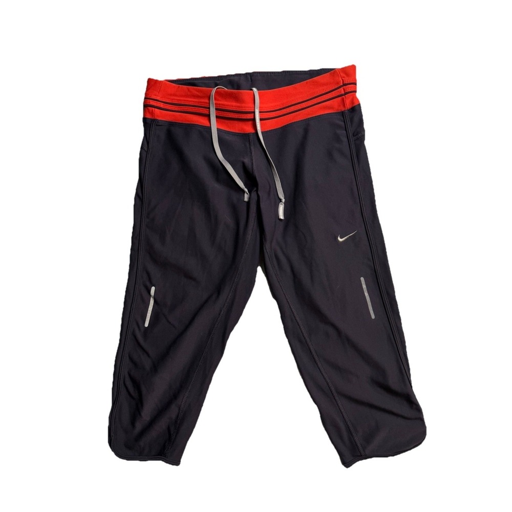 Nike Dri-Fit Women's Dark Gray Orange Athletic Athleticwear Capri Leggings Small